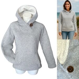 Koppen Gray Hooded Sweatshirt with Button Detail